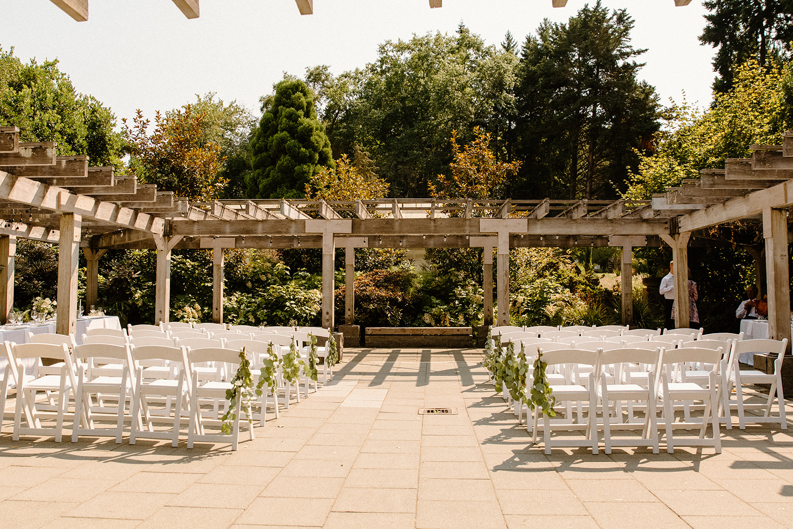 A beautiful garden Seattle Washington wedding with timeless black and white florals and colors.