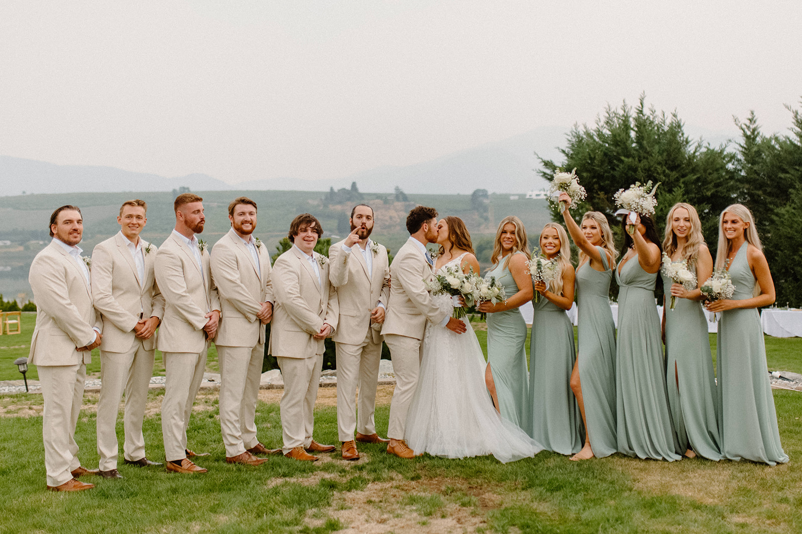 Bride and groom photos with bridal party