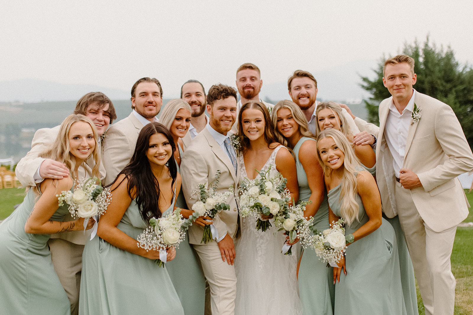 Bride and groom photos with bridal party