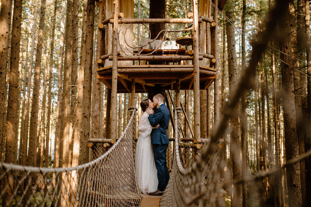 Outdoor Washington Elopement surrounded by forests and towering trees