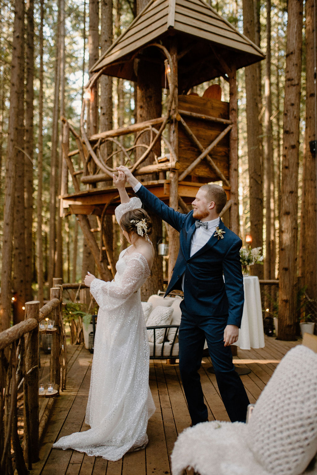 Outdoor Washington Elopement surrounded by forests and towering trees