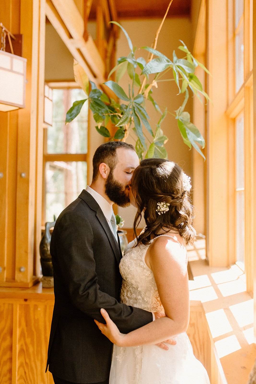 Bride and groom photos with beautiful backdrops and dreamy decor at The Sleeping Lady Resort