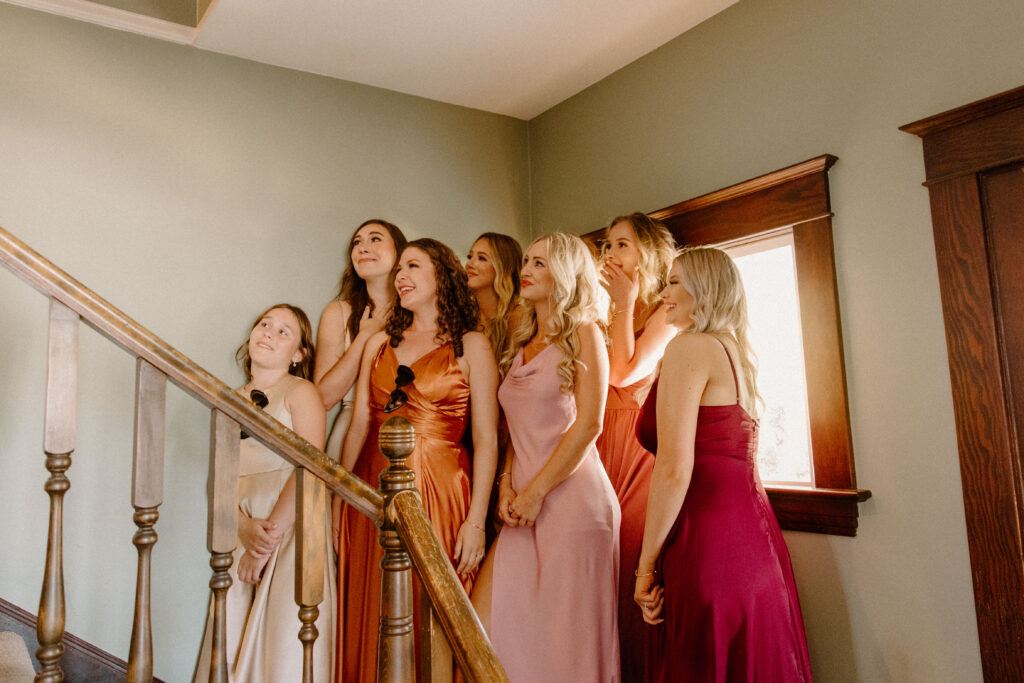 Brides first look with her bridal party.
