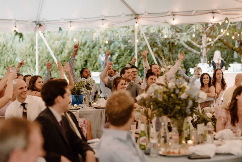 wedding guests react to wedding speech