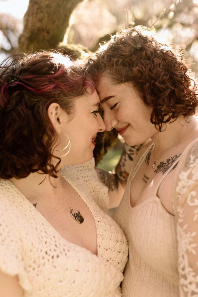 close up headshots of lesbian engagement photoshoot