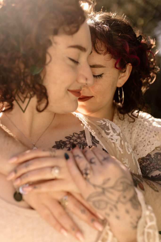 whimsical engagement photoshoot for lesbian couple