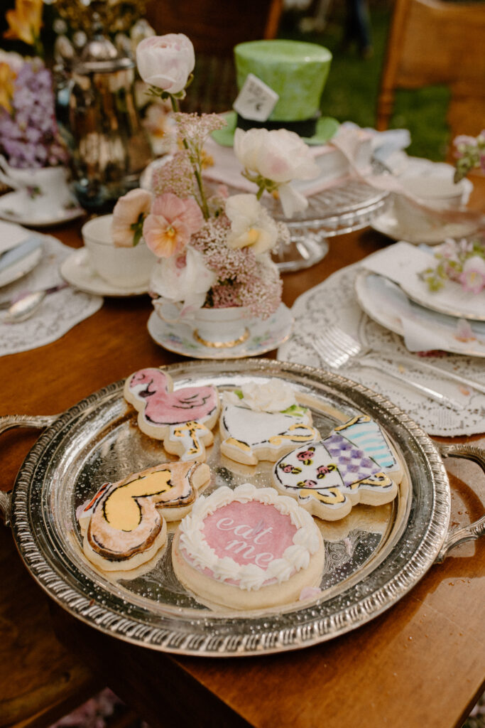 garden party wedding cookies alice in wonderland wedding cookies