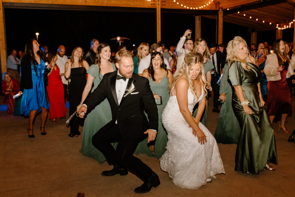 country Colorado wedding party dancing