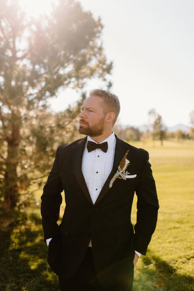 country Colorado wedding groom