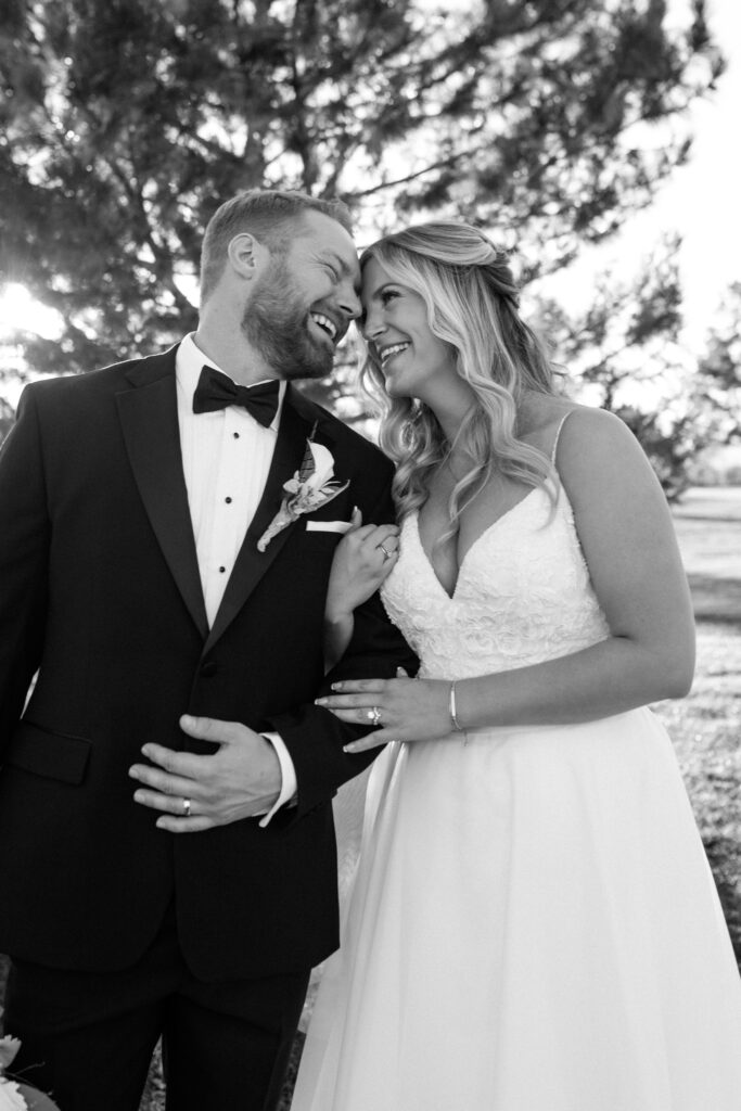 black and white bride and groom portrait 