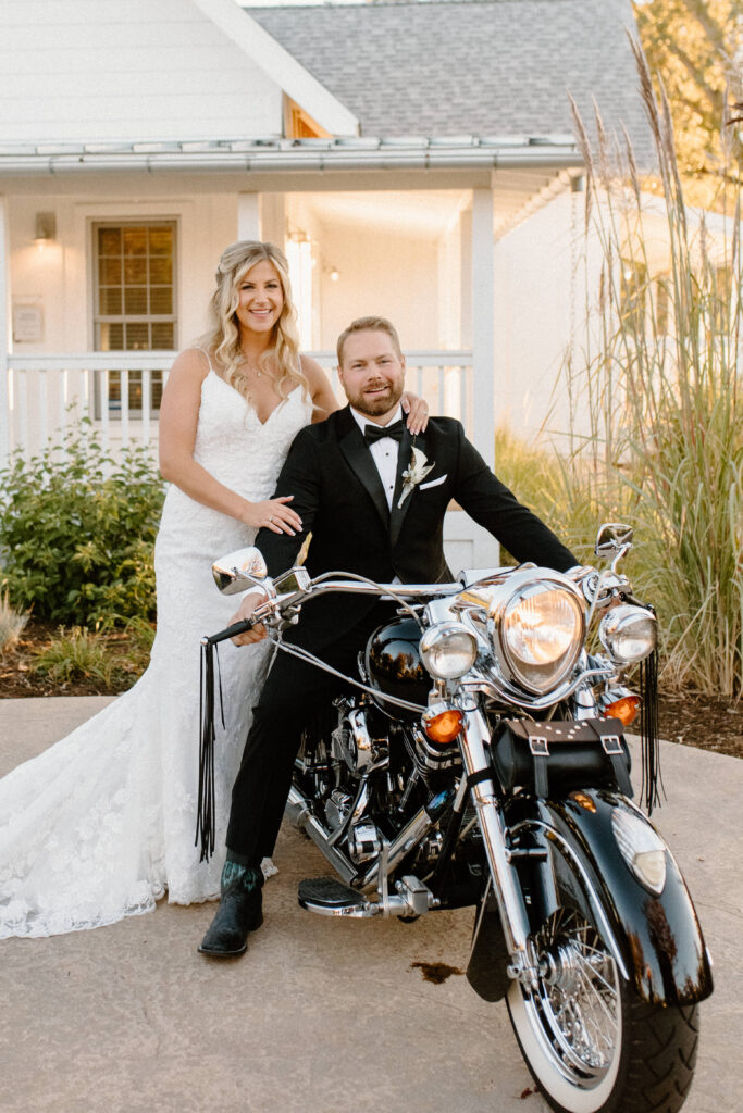 Country Colorado wedding motorcycle entrance