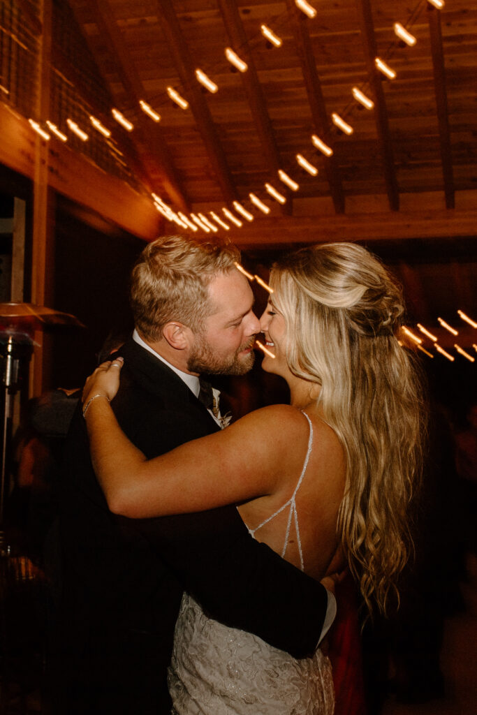 country Colorado wedding Bride and groom dance floor party