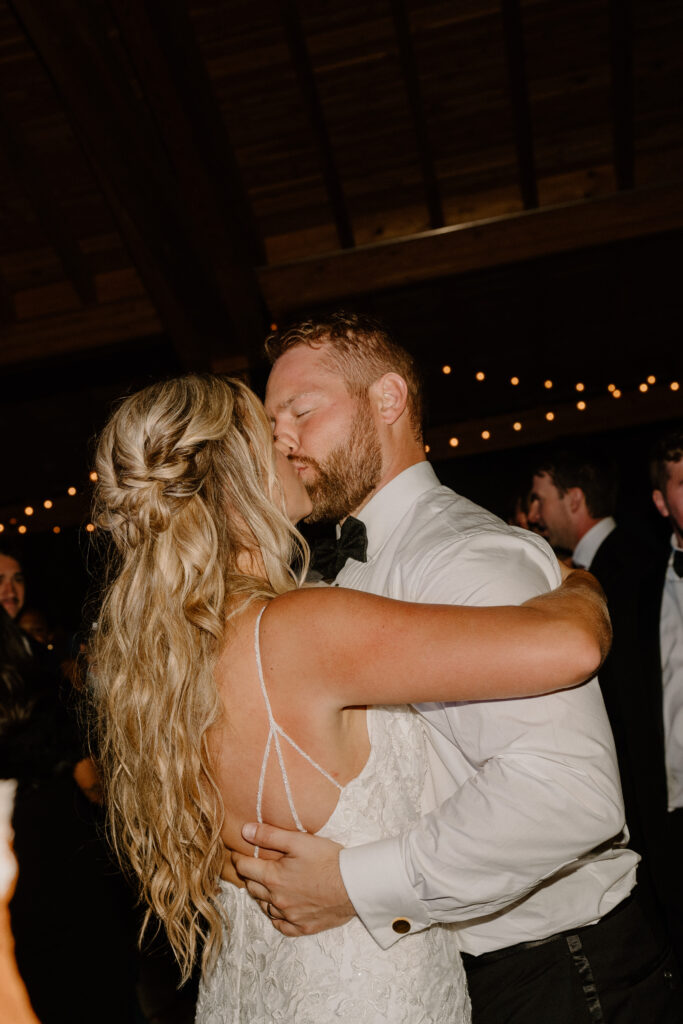 Country Colorado wedding day bride and groom dancing