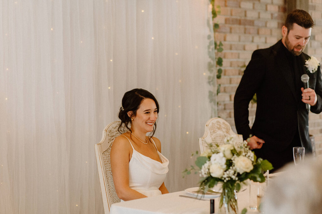 bride during speeches