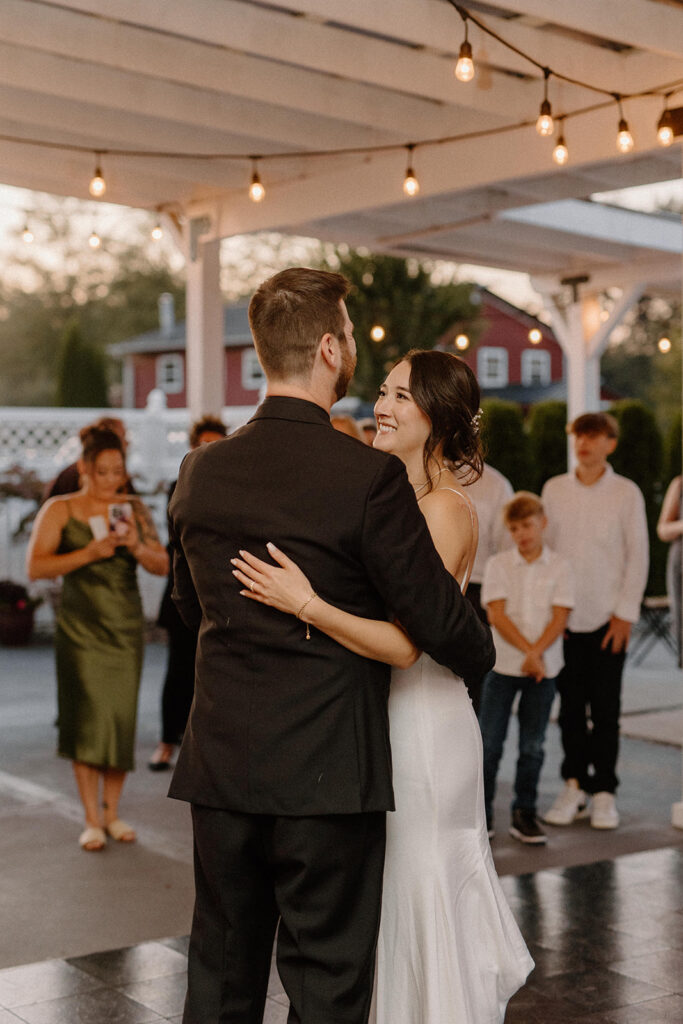 bride and groom reception dancing