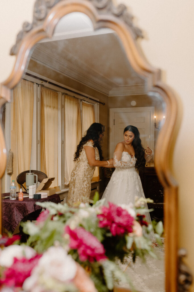 Thornewood Castle Garden Wedding Venue bride getting ready