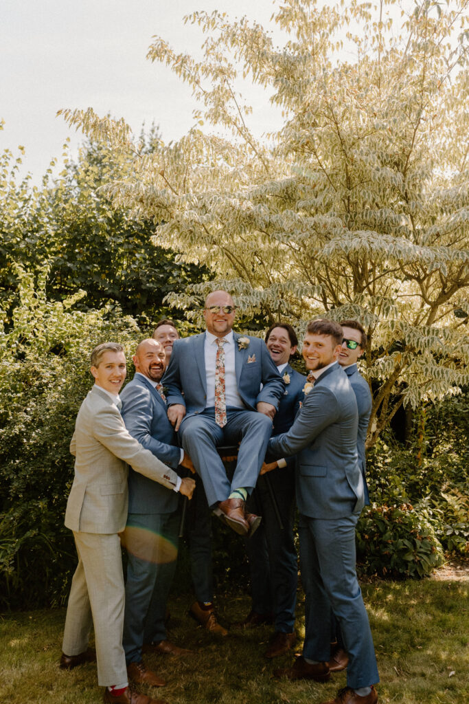 Briarwood Estate Garden Wedding Venue groomsman portraits