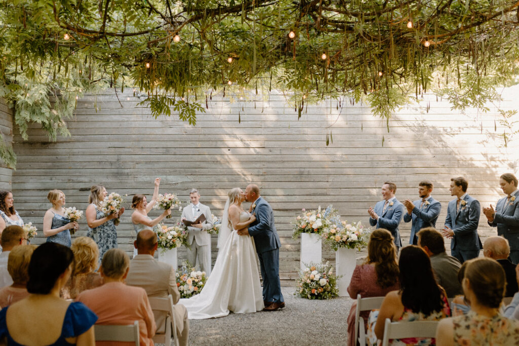 Briarwood Estate Garden Wedding Venue first kiss