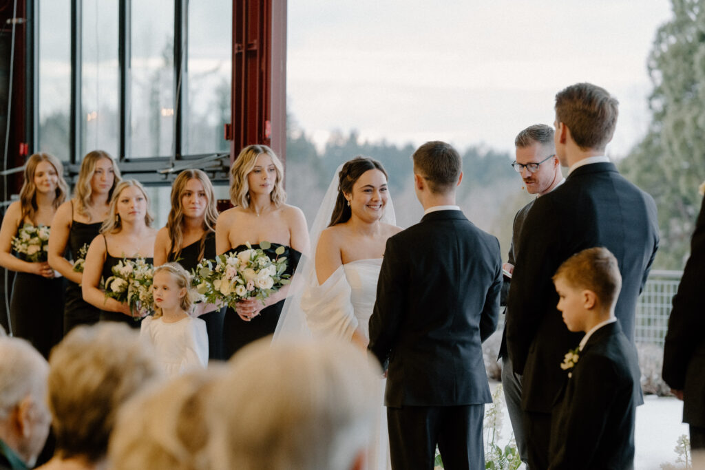winter wedding ceremony at olsen mansion
