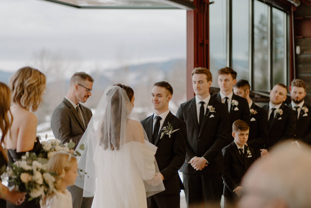 winter wedding ceremony at olsen mansion