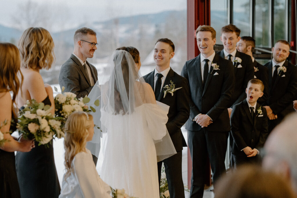 winter wedding ceremony at olsen mansion