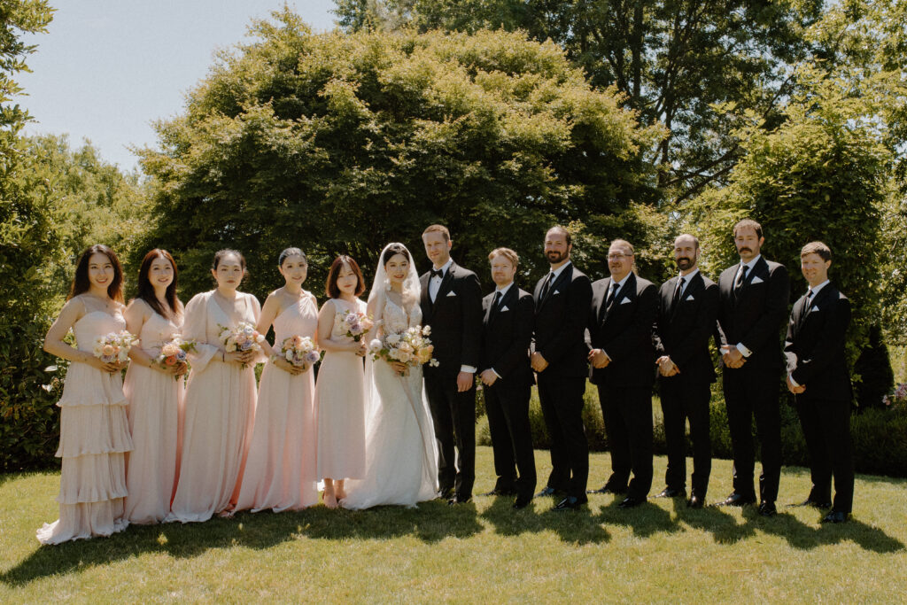 wedding party garden portraits