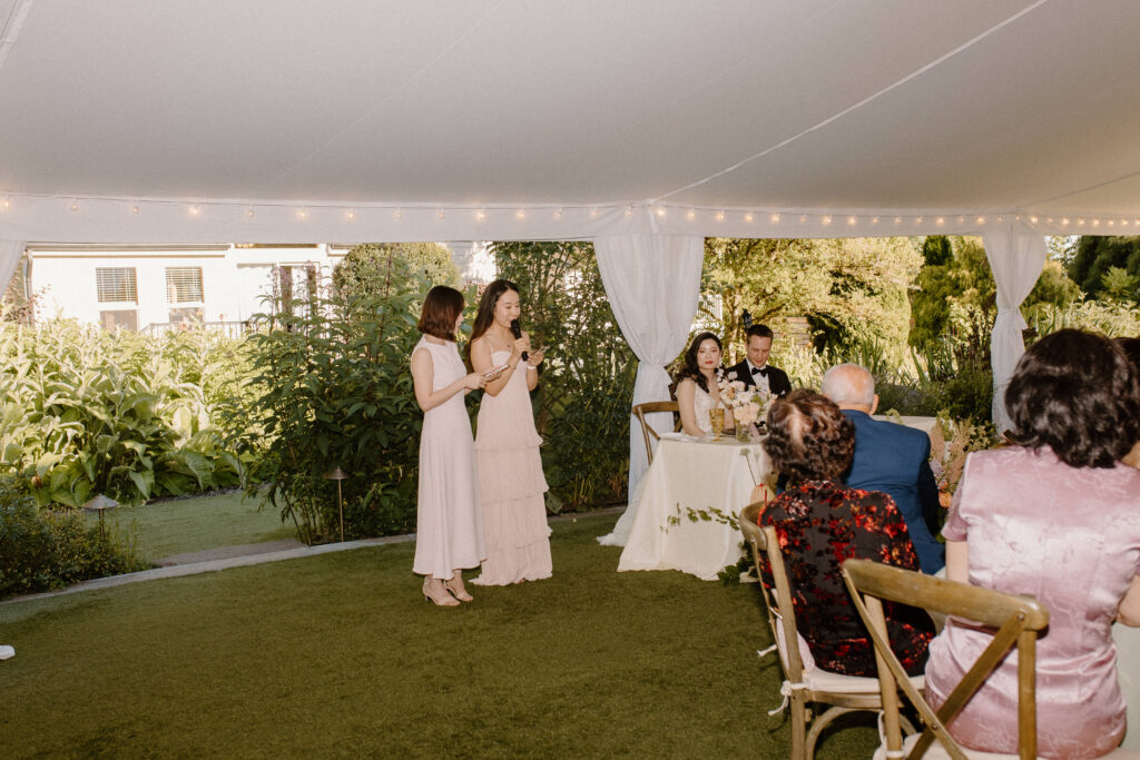 Garden wedding speeches from family