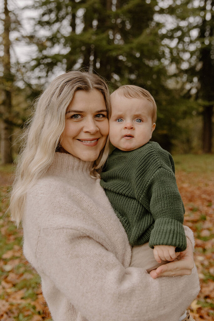 mother and son fall photoshoot