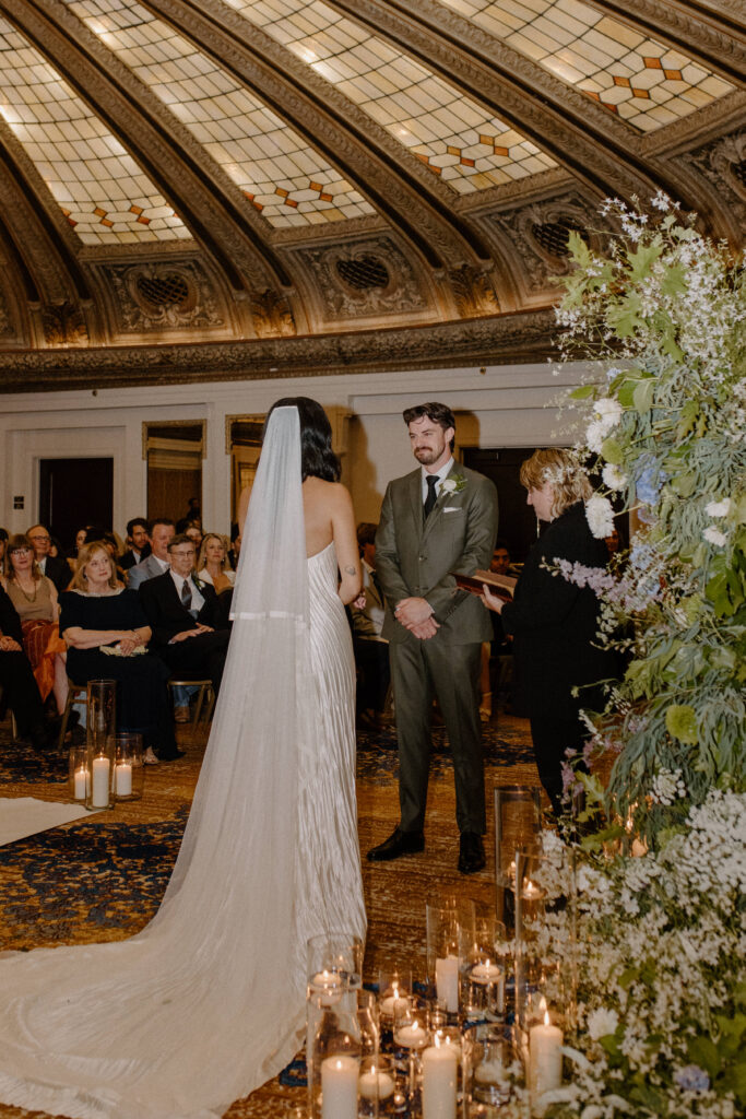 Bride and groom at the alter for their wedding ceremony