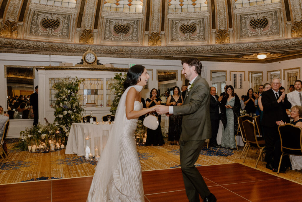 Bride and groom wedding reception entrance