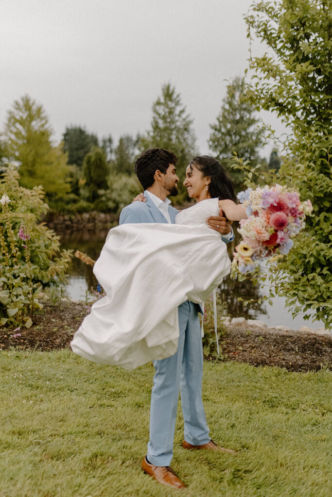 Pine Creek Nursery Garden Wedding Venue Bride and Groom Portraits 