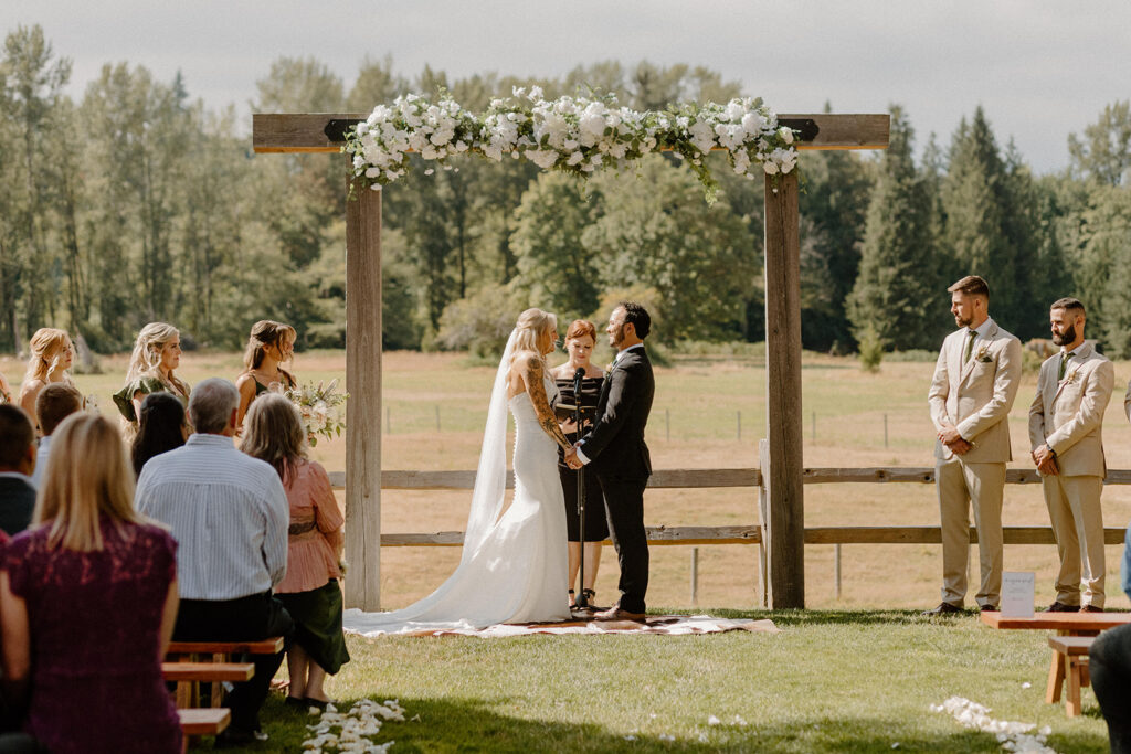 Machais Meadows Wedding Ceremony Summer Wedding at the Farm in Snohomish, WA